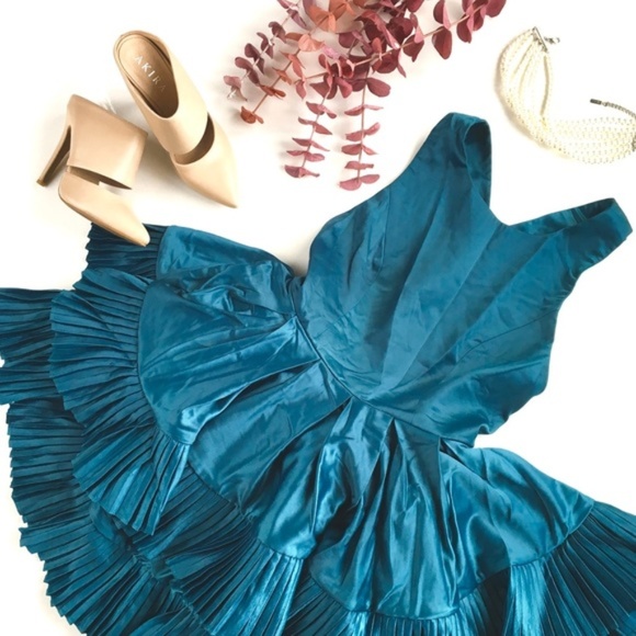 AMMO Dresses & Skirts - AMMO "Parisian Belle" Teal Ruffle X-Back Dress